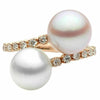 WIDE .25CT DIAMOND AAA PINK & SOUTH SEA PEARL 18K ROSE GOLD 3D CRISS CROSS RING