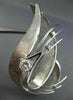ANTIQUE LARGE 1.0CT DIAMOND 18KT WHITE GOLD 3D HANDCRAFTED LEAF LOVE BROOCH PIN