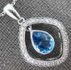 ESTATE 1.55CT DIAMOND & AAA BLUE TOPAZ 14K WHITE GOLD PEAR SHAPE & ROUND PENDANT