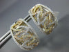ESTATE LARGE 1.71CT DIAMOND 18K TRI COLOR GOLD 3D LEAF FILIGREE CLIP ON EARRINGS