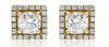 1.0CT DIAMOND 14KT YELLOW GOLD SOLITAIRE ROUND SQUARE HALO CLASSIC STUD EARRINGS