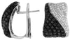 ESTATE WIDE 2.52CT WHITE & BLACK DIAMOND 14KT WHITE GOLD 3D CLIP ON EARRINGS