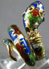 ANTIQUE LARGE 14KT YELLOW GOLD HANDCRAFTED MULTI COLOR ENAMEL SNAKE RING #27872
