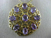 ANTIQUE VICTORIAN 14CT AAA AMETHYST 14KT YELLOW GOLD FLOWER PIN BROOCH #19164