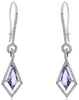 3.22CT DIAMOND & AAA AMETHYST 14KT WHITE GOLD CLASSIC LEVERBACK HANGING EARRINGS
