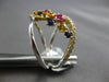 LARGE 1.17CT DIAMOND & AAA MULTI COLOR SAPPHIRE 18KT WHITE & ROSE GOLD LEAF RING