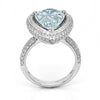 LARGE 7.63CT DIAMOND & AAA PARAIBA TOURMALINE 18KT WHITE GOLD 3D ENGAGEMENT RING