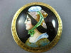 ANTIQUE LARGE MULTI COLOR ENAMEL 14KT YELLOW GOLD 3D VICTORIAN LADY BROOCH PIN