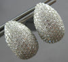 LARGE 2.81CT DIAMOND 18K WHITE GOLD MULTI ROW DOME SHAPE HUGGIE HANGING EARRINGS