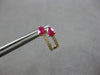 1.03CT DIAMOND & AAA RUBY 14KT YELLOW GOLD 3D PEAR SHAPE & ROUND HUGGIE EARRINGS
