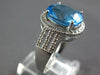 LARGE 6.35CT DIAMOND & AAA BLUE TOPAZ 14K WHITE GOLD OVAL & ROUND FUN RING 27023