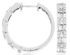 .80CT DIAMOND 14KT WHITE GOLD 3D ROUND & BAGUETTE HUGGIE HOOP HANGING EARRINGS