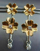 ESTATE .27CT DIAMOND 18KT WHITE & ROSE GOLD 3D FLOWER SOLITAIRE HANGING EARRINGS