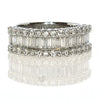 WIDE 1.23CT DIAMOND 18KT WHITE GOLD 3D ROUND & BAGUETTE 3 ROW ANNIVERSARY RING