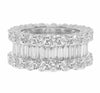 LARGE 8.52CT DIAMOND 18KT WHITE GOLD 3D ROUND & BAGUETTE 3 ROW ANNIVERSARY RING