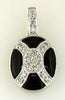 .10CT DIAMOND & AAA ONYX 14KT WHITE GOLD 3D OVAL FILIGREE FUN FLOATING PENDANT