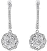 ESTATE .72CT DIAMOND 14KT WHITE GOLD 3D FLOWER HUGGIE HANGING EARRINGS