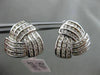 ESTATE LARGE 1.92CT DIAMOND 14K WHITE GOLD 3D MULTI ROW TRIANGULAR STUD EARRINGS