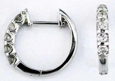 ESTATE .50CT DIAMOND 14KT WHITE GOLD 3D CLASSIC FIVE STONE HUGGIE EARRINGS