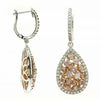 LARGE 3.02CT WHITE & PINK DIAMOND 18K WHITE ROSE GOLD TEAR DROP HANGING EARRINGS