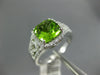 LARGE 2.45CT DIAMOND & AAA PERIDOT 14K WHITE GOLD CUSHION HALO FILIGREE FUN RING