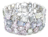 127.74CT DIAMOND & AAA MULTI COLOR SAPPHIRE 18KT WHITE GOLD CUFF BANGLE BRACELET
