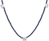 6.38CT DIAMOND & AAA SAPPHIRE 14KT WHITE GOLD 3D ROUND & BAGUETTE LOVE NECKLACE