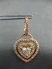 LARGE 2.13CT WHITE & PINK DIAMOND 18K ROSE GOLD HEART SOLITAIRE HANGING EARRINGS