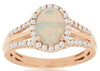 ESTATE 1.2CT DIAMOND & AAA OPAL 14K ROSE GOLD OVAL & ROUND CLASSIC HALO FUN RING