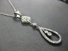 LARGE .25CT DIAMOND 14KT WHITE GOLD FLOWER TEAR DROP FILIGREE FLOATING PENDANT