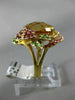 ESTATE EXTRA LARGE 7.62CT AAA MULTI GEM 18K YELLOW GOLD 3D FLOWER BUTTERFLY RING