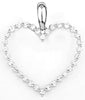 ESTATE 0.25CT DIAMOND 14KT WHITE GOLD 3D CLASSIC OPEN HEART LOVE PENDANT