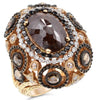 EXTRA LARGE 5.31CT WHITE & MULTI COLOR DIAMOND 18KT ROSE GOLD COCKTAIL FUN RING