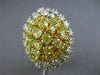 ESTATE EXTRA LARGE 7.41CT WHITE & INTENSE YELLOW DIAMOND 18K 2 TONE GOLD 3D RING