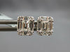 ESTATE .64CT DIAMOND 18KT WHITE GOLD 3D ROUND & BAGUETTE CLUSTER SQUARE EARRINGS