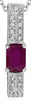 1.23CT DIAMOND & AAA RUBY 18KT WHITE GOLD ROUND & BAGUETTE BAR FLOATING PENDANT