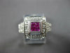 ESTATE WIDE .84CT DIAMOND & AAA RUBY 14K WHITE GOLD PRINCESS & ROUND SQUARE RING