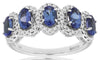 1.35CT DIAMOND & AAA TANZANITE 14K WHITE GOLD OVAL 5 STONE HALO ANNIVERSARY RING