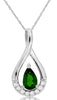 .51CT DIAMOND & AAA RUSSALITE 14K WHITE GOLD PEAR SHAPE & ROUND FLOATING PENDANT