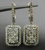 ESTATE 2.07CT DIAMOND 14K WHITE GOLD RECTANGULAR HUGGIE HANGING CLUSTER EARRINGS