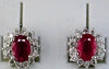 2.30CT DIAMOND & AAA RUBY 14KT WHITE GOLD 3D OVAL & ROUND FLOWER STUD EARRINGS