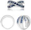 LARGE 2.49CT DIAMOND & AAA SAPPHIRE 14KT WHITE GOLD MULTI ROW INFINITY LOVE RING