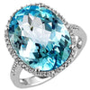 EXTRA LARGE 10.58CT DIAMOND & AAA BLUE TOPAZ 14K WHITE GOLD 3D OVAL & ROUND RING