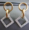 ESTATE .46CT DIAMOND 14KT WHITE & ROSE GOLD 3D CIRCLE & SQUARE HANGING EARRINGS