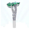 WIDE 1.61CT DIAMOND & AAA EMERALD 18KT WHITE GOLD OVAL & ROUND 2 STONE LOVE RING
