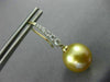 LARGE .30CT DIAMOND & GOLDEN SOUTH SEA PEARL 14KT YELLOW GOLD HANGING EARRINGS