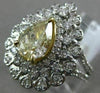 ESTATE LARGE 2.13CT WHITE & FANCY YELLOW DIAMOND 14K 2 TONE GOLD ENGAGEMENT RING