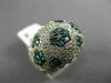 ESTATE LARGE 2.46CT WHITE & BLUE DIAMOND 14K WHITE GOLD 3D MULTI FLOWER FUN RING