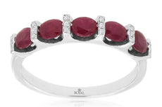 1.25CT DIAMOND & AAA RUBY 14KT WHITE GOLD OVAL & ROUND 5 STONE ANNIVERSARY RING