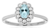 .56CT DIAMOND & AAA AQUAMARINE 14KT WHITE GOLD 3D OVAL & ROUND FLOWER LOVE RING